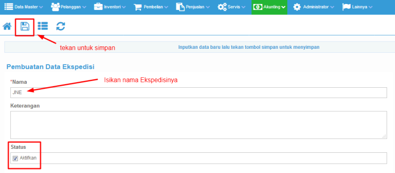 Cara Menginputkan Resi Ekspedisi Pada Modul Penjualan