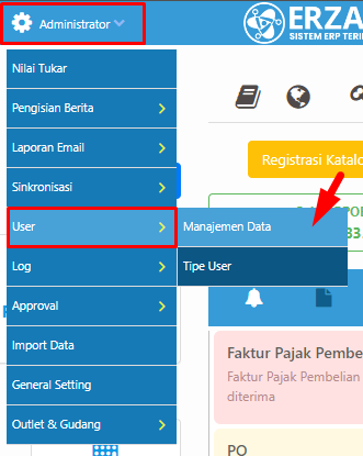 Menu Manajemen Data User