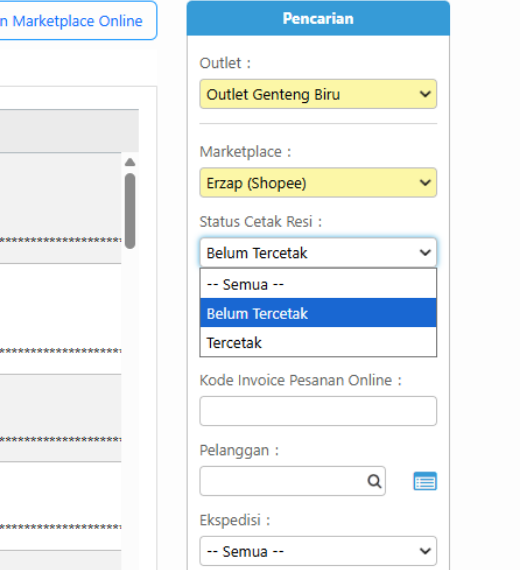 Status Cetak Resi Erzap