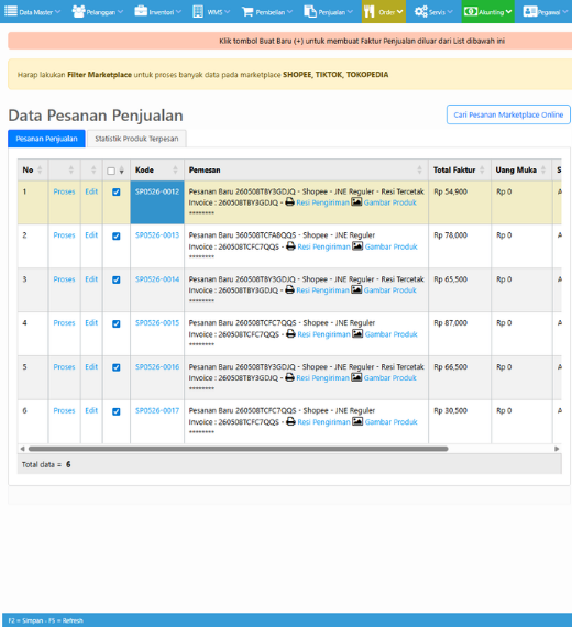 Proses Pesanan Massal Erzap