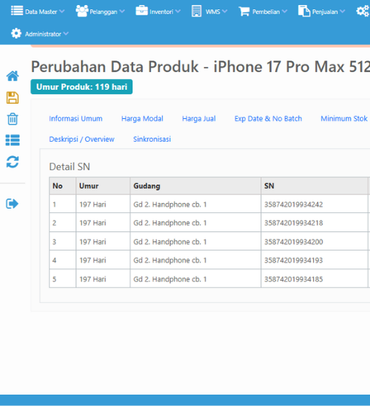 Umur Histori Serial Number Erzap ERP